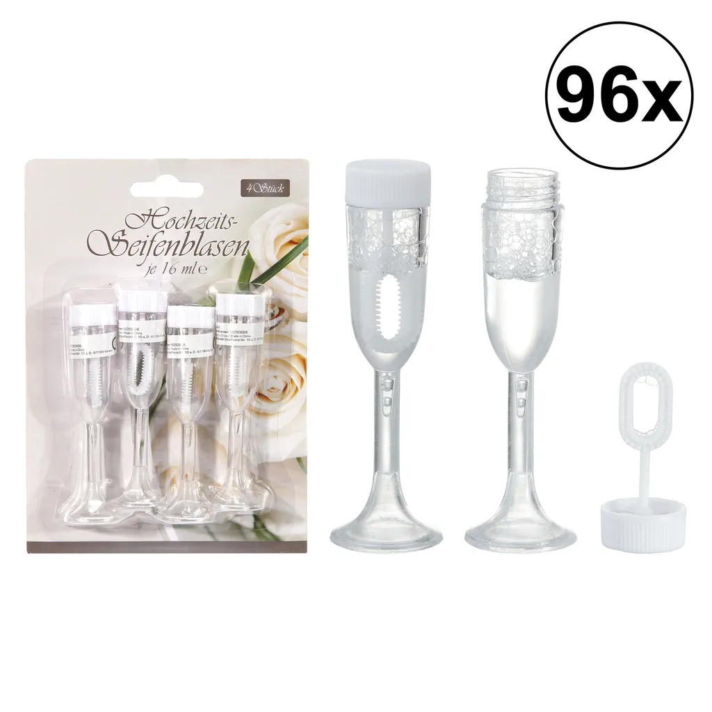 96er Set Hochzeit Seifenblasen "Sektglas", 4er Set 3 96er Set Hochzeit Seifenblasen "Sektglas", 4er Set