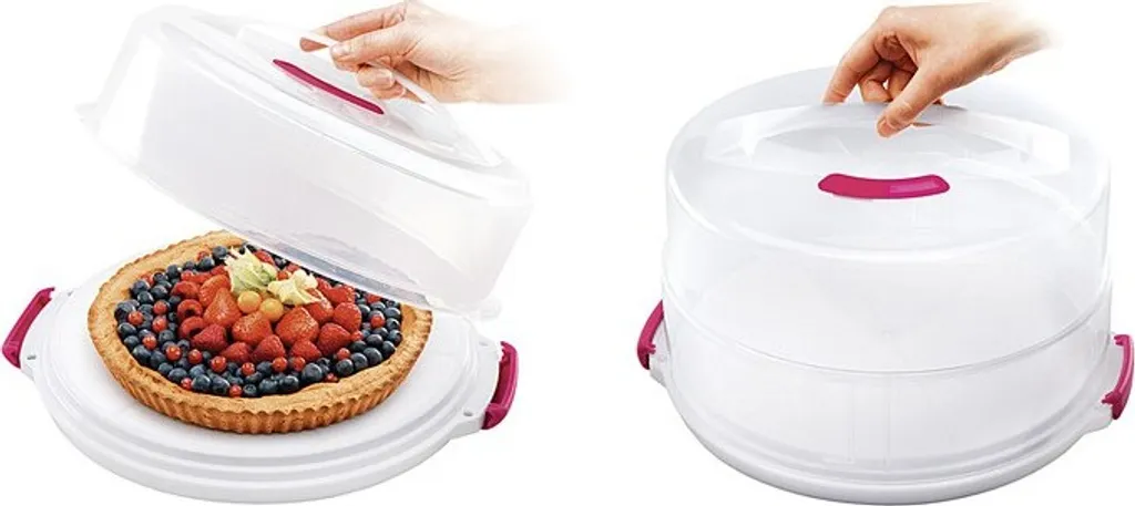 Metaltex Tortenbehälter ø36cm Höhenvers, Transparent/rot/weiß 4 Metaltex Tortenbehälter ø36cm Höhenvers, Transparent/rot/weiß – Bild 2