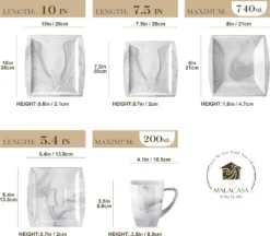 MALACASA, Serie Blance, Kombiservice 30 Tlg. Marmor Porzellan Geschirrset Eckig Tafelservice Mit 180 Ml Kaffeetassen, Untertassen, Dessertteller, Tiefteller Und Flachteller 11 MALACASA, Serie Blance, Kombiservice 30 Tlg. Marmor Porzellan Geschirrset Eckig Tafelservice Mit 180 Ml Kaffeetassen, Untertassen, Dessertteller, Tiefteller Und Flachteller -Küchenwaren Geschäft 6c5d8a4a1cd16a3be089acf250a304ed