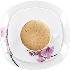 Kaffeeservice 18-tlg. Kyoto Orchidee Leicht Eckig Porzellan Für 6 Personen Weiß MitNachbildung -Küchenwaren Geschäft 6f590376a860e5ebca7ad27a9cec95db