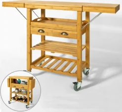 SoBuy FKW25-N Servierwagen Aus Hochwertigem Bambus Küchenwagen Küchenregal Rollwagen BHT Ca: 65 (95/125) X92x40cm -Küchenwaren Geschäft 78b540b068268f8c9bd9494fcd29ed04