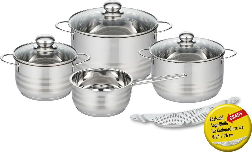 ELO Basic Edelstahl Topfset 4+1 Tlg Brillant, 22906 3 ELO Basic Edelstahl Topfset 4+1 Tlg Brillant, 22906