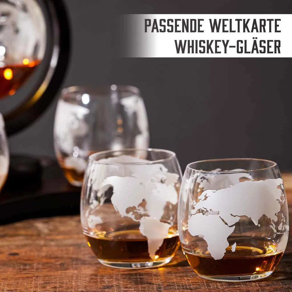 Whisiskey - Whisky Karaffe - Geschenke Für Männer - Komplette Whiskey Set - Globus - 900ML – Inkl. 4 Whisky Steine, 4 Whisky Gläser & Ausgießer - Whisky Dekanter – Whiskygläser - Natursteine 6 Whisiskey - Whisky Karaffe - Geschenke Für Männer - Komplette Whiskey Set - Globus - 900ML – Inkl. 4 Whisky Steine, 4 Whisky Gläser & Ausgießer - Whisky Dekanter – Whiskygläser - Natursteine – Bild 4