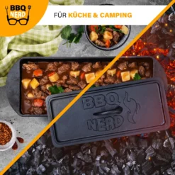 BBQ-Nerd© Kleine Brotbackform 3 L - Gusseisen Kastenform Mit Deckel - Backform Für Ofen, Grill, Feuer - Brottopf Dutch Oven Für Hackbraten Fleischkäse Brot -Küchenwaren Geschäft 7bc68aead8c63848b00b616f5400ff74