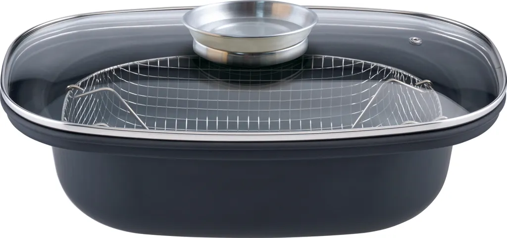 GSW Aromabräter Mit Einsatz 39x25x9,5 Cm / 4 Ltr., Kohlenstoffstahl, Edelstahl Rostfrei, Glas, Aromabräter Mit Aroma-Glasdeckel ø Ca. 39 X 25 X H 9,5cm / Drahteinsatz 4 GSW Aromabräter Mit Einsatz 39x25x9,5 Cm / 4 Ltr., Kohlenstoffstahl, Edelstahl Rostfrei, Glas, Aromabräter Mit Aroma-Glasdeckel ø Ca. 39 X 25 X H 9,5cm / Drahteinsatz – Bild 2