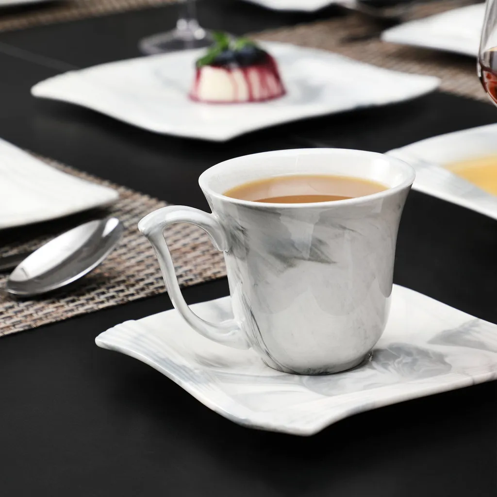 MALACASA, AMPARO 30 Tlg. Marmor Porzellan Geschirrset Kombiservice Tafelservice Mit Kaffeetassen, Unterteller, Dessertteller, Suppenteller, Speiseteller Für 6 Personen 8 MALACASA, AMPARO 30 Tlg. Marmor Porzellan Geschirrset Kombiservice Tafelservice Mit Kaffeetassen, Unterteller, Dessertteller, Suppenteller, Speiseteller Für 6 Personen – Bild 6