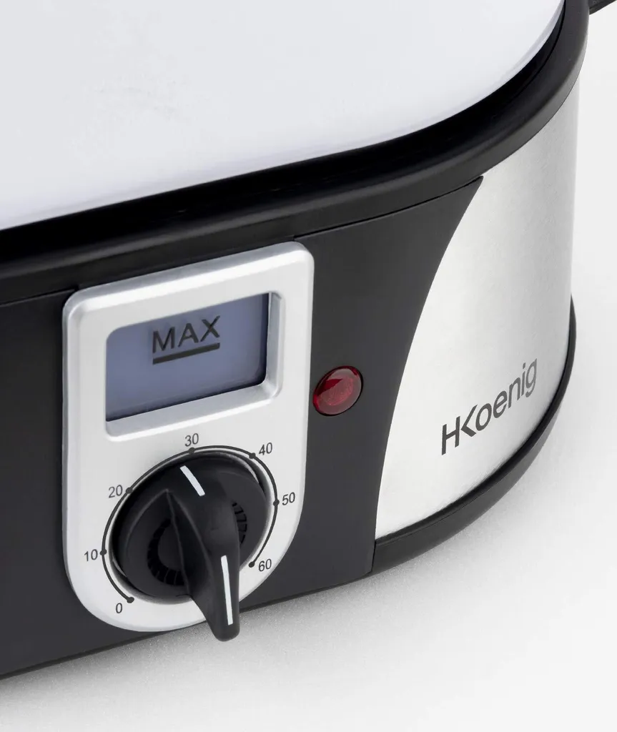 H.Koenig Elektro-Dampfgarer Ohne BPA 12 Liter, 3 Herausnehmbare Behälter, 1000 W, Timer Bis Zu 60 Minuten VAP12, Kunststoff, Metall, Single 5 H.Koenig Elektro-Dampfgarer Ohne BPA 12 Liter, 3 Herausnehmbare Behälter, 1000 W, Timer Bis Zu 60 Minuten VAP12, Kunststoff, Metall, Single – Bild 3