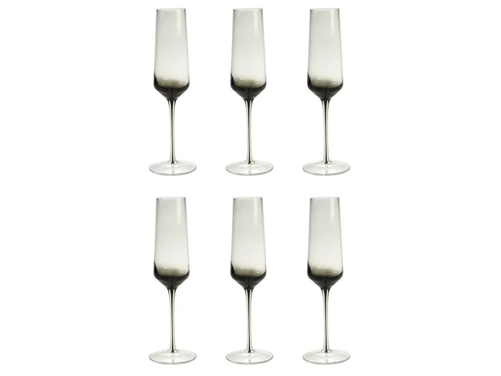 Sektglas 6er-Set - Grau Transparent - H. 23 Cm - 22 Cl - NURIA 4 Sektglas 6er-Set - Grau Transparent - H. 23 Cm - 22 Cl - NURIA – Bild 2