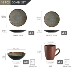 Tafelservice Steinzeug, Vancasso 16-St BUBBLE Kombiservice, Geschirrset Mit Müslischalen, Kaffeetassen, Dessertteller Und Speiseteller Für 4 Personen, Vintage 13 Tafelservice Steinzeug, Vancasso 16-St BUBBLE Kombiservice, Geschirrset Mit Müslischalen, Kaffeetassen, Dessertteller Und Speiseteller Für 4 Personen, Vintage -Küchenwaren Geschäft 83e0634f522b649802d56382aa75ad4a