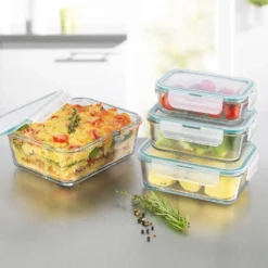 GOURMETmaxx Glas-Frischhaltedosen Klick-it 8-tlg. Frischhaltedosen 4er Set Glas Klick-It Gefrierdosen Lunchbox Brotdose Mikrowelle -Küchenwaren Geschäft 86dd15d138f4852aaa5e1a4e96ed4a2b