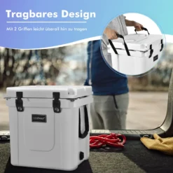 COSTWAY 31L Kühlbox Strapazierfähig Kühler Mit Korb & Getränkehalter Griffen & Fischlineal Eiskühler Tragbar Kälte Bis 9 Tage Weiß -Küchenwaren Geschäft 86e7587232e0ae9bc9e2f2b545230a75