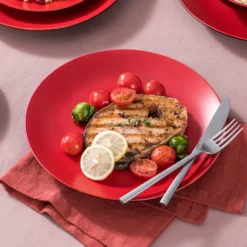 Vancasso Tafelservice Steinzeug, Allegro 16 Teiliges Essgeschirr Kombiservice, Handbemaltes Geschirrset Für 4 Personen, Vintage Rot -Küchenwaren Geschäft 88b68b81633c725b4c801202599a94dc