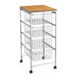 Servierwagen RONJA Küchenwagen Küchentrolley Beistellwagen Verchromt Auf Rollen, 4 Drahtkörbe -Küchenwaren Geschäft 8a6720cae17cf80af98e4f0f5c0ddc45