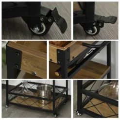 HOMCOM Rollwagen Servierwagen Auf Rollen, Küchenwagen Mit Weinregal Und Glashalter, Mit Bremsen, Metall, 77 X 44,5 X 91 Cm 18 HOMCOM Rollwagen Servierwagen Auf Rollen, Küchenwagen Mit Weinregal Und Glashalter, Mit Bremsen, Metall, 77 X 44,5 X 91 Cm -Küchenwaren Geschäft 8b43c9e5f0dd25dfe119ce8be6b38b88