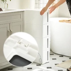 SONGMICS Küchenregal, Nischenregal Mit Rollen, Schmaler Rollwagen Mit 4 Schubladen, Mobil, Ausziehbar, Badregal, Küchenschrank Mit Rädern, PP-Kunststoff, Platzsparend, 45 X 17 X 84 Cm, Weiß-grau KFR008G01 10 SONGMICS Küchenregal, Nischenregal Mit Rollen, Schmaler Rollwagen Mit 4 Schubladen, Mobil, Ausziehbar, Badregal, Küchenschrank Mit Rädern, PP-Kunststoff, Platzsparend, 45 X 17 X 84 Cm, Weiß-grau KFR008G01 -Küchenwaren Geschäft 8c1d80ea46906e252ac68b00b6e3212c