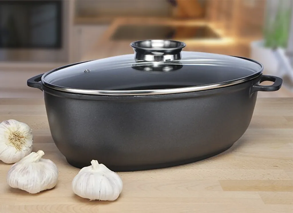 Alu - Guß Bräter Mit Glasdeckel, 8,3 Ltr Antihaftbeschichtet 3 Alu - Guß Bräter Mit Glasdeckel, 8,3 Ltr Antihaftbeschichtet