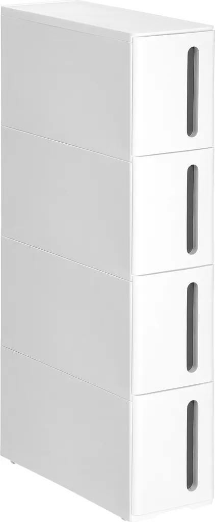 SONGMICS Küchenregal, Nischenregal Mit Rollen, Schmaler Rollwagen Mit 4 Schubladen, Mobil, Ausziehbar, Badregal, Küchenschrank Mit Rädern, PP-Kunststoff, Platzsparend, 45 X 17 X 84 Cm, Weiß-grau KFR008G01 8 SONGMICS Küchenregal, Nischenregal Mit Rollen, Schmaler Rollwagen Mit 4 Schubladen, Mobil, Ausziehbar, Badregal, Küchenschrank Mit Rädern, PP-Kunststoff, Platzsparend, 45 X 17 X 84 Cm, Weiß-grau KFR008G01 – Bild 6