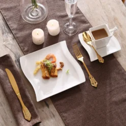 MALACASA, Serie Flora, 18 Tlg . Set Cremeweiß Porzellan Kaffeeservice Geschirrset Mit Je 6 Kuchenteller, 6 Tasse 220ml, 6 Untertasse Für 6 Personen -Küchenwaren Geschäft 91b8bec01debdb26bdbda7f25bfc050f