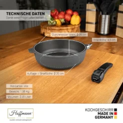 Hoffmann TC Induktionspfanne 24 Cm Antihaftbeschichtet I Innenhöhe 7 Cm Ohne Glasdeckel I Germany