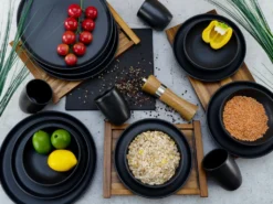 CreaTable 22978 Kombiservice Uno BLACK Für 4 Personen, Steinzeug, Schwarz (1 Set, 16-teilig) -Küchenwaren Geschäft 93176ceb2ef1a30ebea6e72bcda2f302