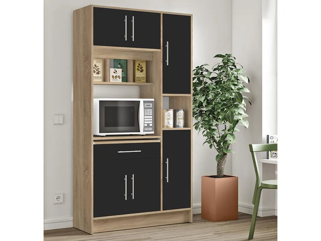 Küchenbuffet Buffetschrank Mit 5 Türen & 1 Schublade - Schwarz & Eichefarben - MADY 4 Küchenbuffet Buffetschrank Mit 5 Türen & 1 Schublade - Schwarz & Eichefarben - MADY – Bild 2