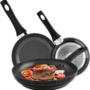 3tlg Pfannenset Mit Antihaftbeschichtung - Kratzfest Mit Isoliertem Griff Induktion 20 +24 +28cm Schwarz -Küchenwaren Geschäft 98604172153943f32cda2436064e95a0