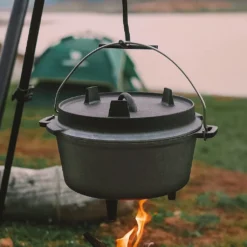 Velaze Topf-Sets, Feuertopf Aus Gusseisen Mit Füßen & Deckel, Topf Mit Henkel, Gusstopf Mit Deckelheber, Bräter Für Camping, Garten, 3.5L/1L -Küchenwaren Geschäft 9cc8305ebe6b9905f45a106a595d0571