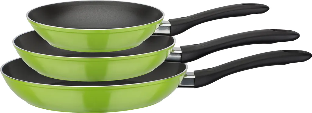 GSW Pfannen-Set Nova 3-tlg. Grün, Aluminium, Kunststoff, Bratpfanne ø Ca. 20 X H 4,2cm / ø Ca. 24 X H 4,4cm / ø Ca. 28 X H 4,8cm 3 GSW Pfannen-Set Nova 3-tlg. Grün, Aluminium, Kunststoff, Bratpfanne ø Ca. 20 X H 4,2cm / ø Ca. 24 X H 4,4cm / ø Ca. 28 X H 4,8cm
