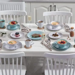 Tafelservice Steingut, Vancasso VINE Ess Geschirrset, 32-teiliges Kombiservice Mit Je 8 Speisetellern, Kuchentellern, Schalen Und Tassen Für 8 Personen, Geprägte Liane -Küchenwaren Geschäft a2111657671e4d854d457bcbf7e8c97e