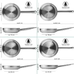 ONVAYA® Edelstahlpfannen-Set | Bratpfanne | Ohne Beschichtung | Induktion & Backofengeeignet | Profipfannen Komplettset | Ø 20/24/28/32cm -Küchenwaren Geschäft a289efb76bca0f346a6a107723389b5a