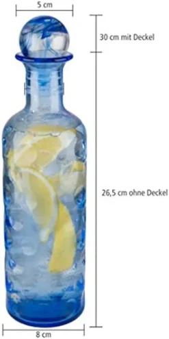 APS Glaskaraffe -ICEBLUE- /// Ø 8 Cm, H: 30 Cm, 0,8 Liter /// Glas, Blau, Silikon /// 10723 -Küchenwaren Geschäft a59a97f06f89c55c700346fee1b0c463