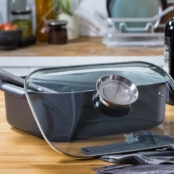 Food Appeal Black Marble Kasserolle, Kochtopf, Röster Mit Aromatischem Glasdeckel, Anti-haft Beschichtung | Schwarzes Marmor Design | Für Gasherd, Induktionsherd, Keramikherd Und Elektroherd -Küchenwaren Geschäft a627096cc89cae33184e99220451cd18