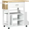 HOMCOM Küchenwagen, Rollwagen, Küchenschrank Mit Arbeitsplatte Aus Gummiholz, Trolley, Beistellwagen Auf Rollen, Servierwagen Mit Schublade, Werkzeugkasten Für Küche, Weiß, 89 X 48 X 89 Cm -Küchenwaren Geschäft b306e9fdf714a8394c18729646da0070