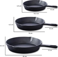 Mucola Bratpfanne Grillpfanne Pfannenset Gusseisen 3 Tlg. Ø25 Ø19 Ø15,5 Cm Griff Herd Gussbratpfanne Steakpfanne Gasherd Induktionsherd Feuer Ofen Herdplatte -Küchenwaren Geschäft b4ea14af5e9ad5cb95cb9d49de3a15b0