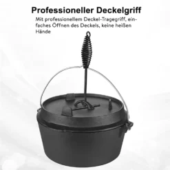 Mucola Gusseisen Feuertopf Gusstopf Inkl. Deckelgriff 2in1 Kochtopf & Pfanne 9,0L Dutch Oven Potjie Camping Kochgeschirr -Küchenwaren Geschäft bbdfadb88546062c5edd22abc6c17535