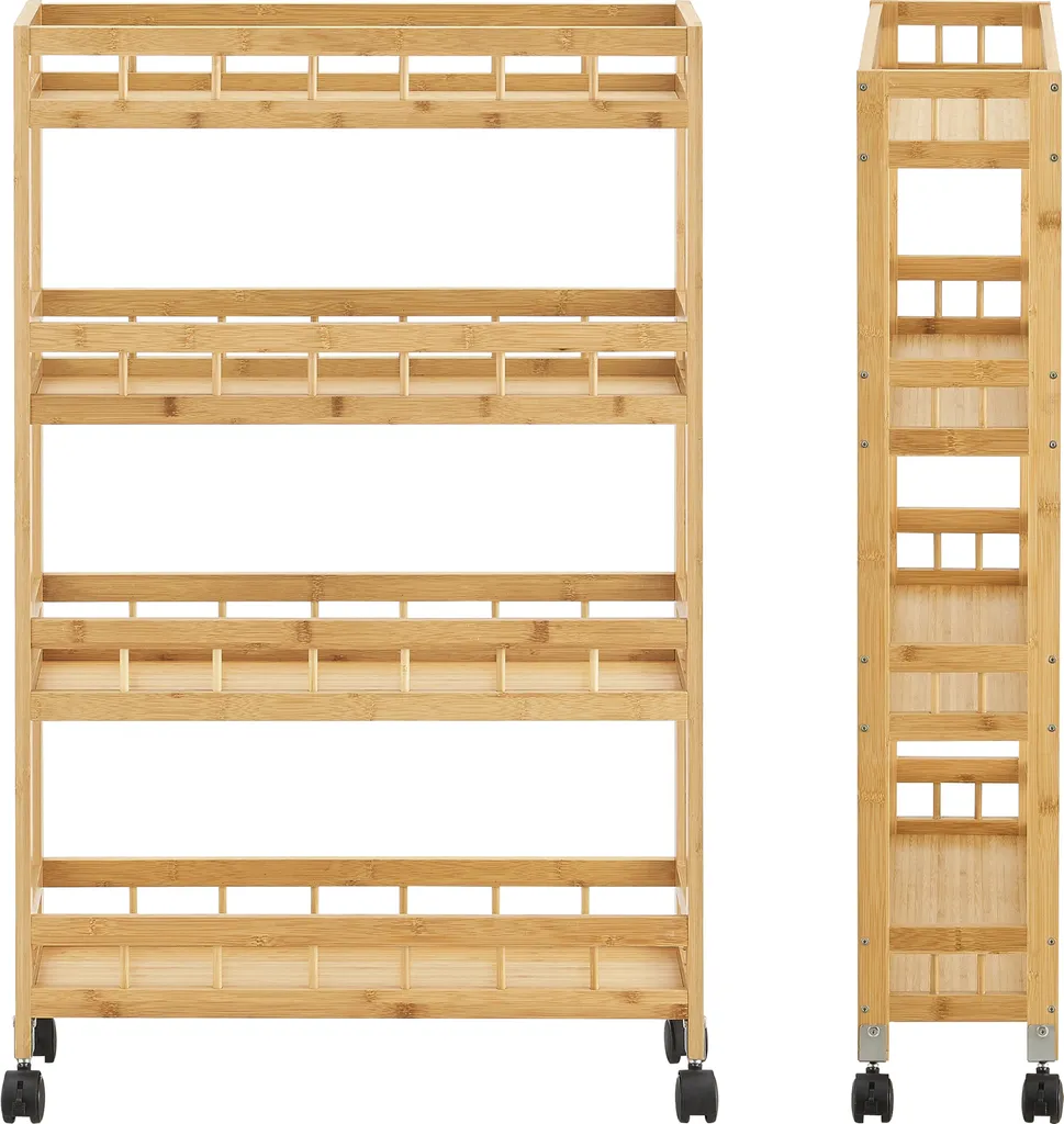 Küchenwagen Pyhäjoki Auf Rollen Servierwagen Aus Bambus Aufbewahrungswagen 96 X 60 X 18 Cm Speicherwagen Natur 7 Küchenwagen Pyhäjoki Auf Rollen Servierwagen Aus Bambus Aufbewahrungswagen 96 X 60 X 18 Cm Speicherwagen Natur – Bild 5