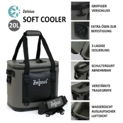 Zelsius Soft Kühltasche Grau 20 Liter | Leicht Und Wasserdicht -Küchenwaren Geschäft bd4b46c0ea3411a1e1bf9b1307c8786d