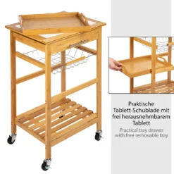 ONVAYA Küchenwagen Kyoto Auf Rollen, Küchenrollwagen Aus Bambus Mit Arbeitsplatte Weiß Aus Stein, Praktischer Beistellwagen Für Die Küche Inkl. Schubladen -Küchenwaren Geschäft bd54a4ad261af079184b92b5283612a3