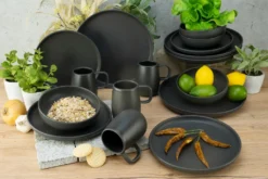CreaTable 22978 Kombiservice Uno BLACK Für 4 Personen, Steinzeug, Schwarz (1 Set, 16-teilig) -Küchenwaren Geschäft c1eaeedbe93ef70328e888c816eb6725