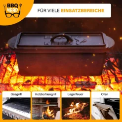 BBQ-Nerd© Kleine Brotbackform 3 L - Gusseisen Kastenform Mit Deckel - Backform Für Ofen, Grill, Feuer - Brottopf Dutch Oven Für Hackbraten Fleischkäse Brot -Küchenwaren Geschäft c28aefefefcac8e5d45448854013d55a