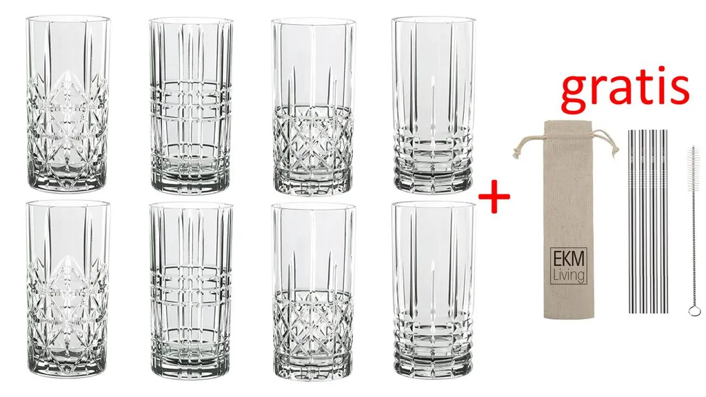 Nachtmann Longdrink Set/8-teilig Highland 0097784-0 X 2 + 4er Set EKM Living Edelstahl Trinkhalme 3 Nachtmann Longdrink Set/8-teilig Highland 0097784-0 X 2 + 4er Set EKM Living Edelstahl Trinkhalme