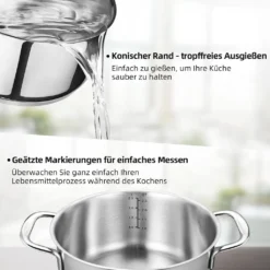 Topf-Set Topfset Induktion 10-teilig Edelstahl Kochtopf Set Mit Glasdeckel Edelstahl 18/10, Unbeschichtet Für Gas, Elektro, Halogen, Induktionsherde -Küchenwaren Geschäft c3279c9067c8af357baed8356002fdbf