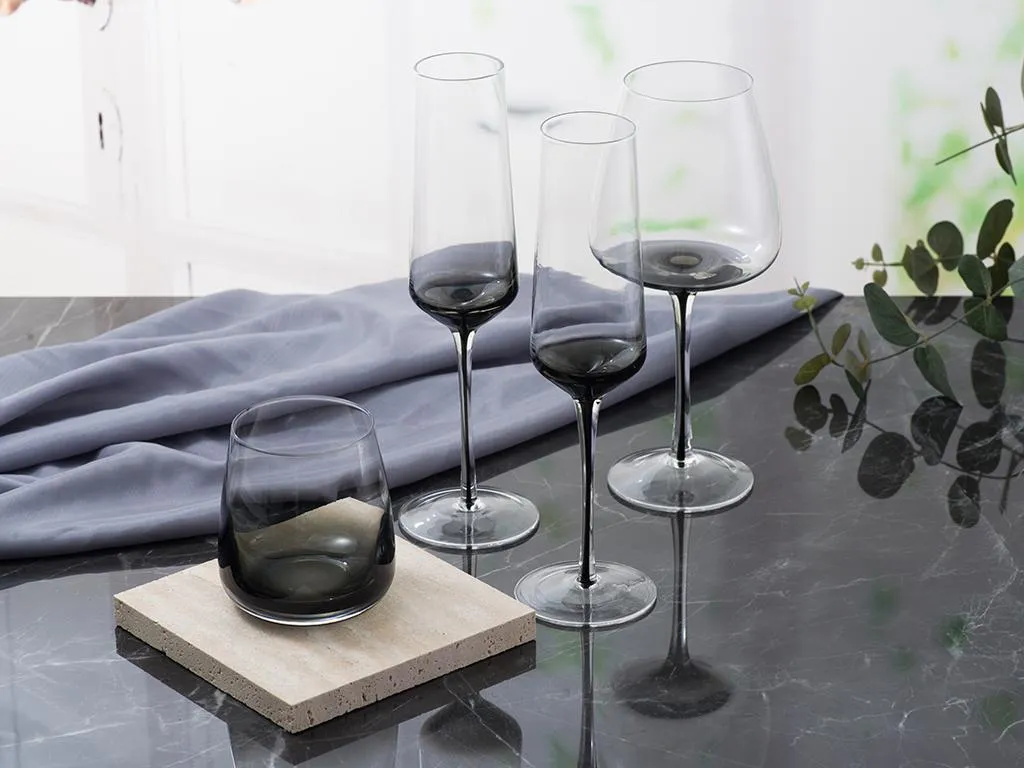 Sektglas 6er-Set - Grau Transparent - H. 23 Cm - 22 Cl - NURIA 3 Sektglas 6er-Set - Grau Transparent - H. 23 Cm - 22 Cl - NURIA