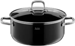 Silit Elegance Line Kochtopf Groß, 24 Cm, Glasdeckel, Bratentopf 4,4l, Topf Induktion, Silargan Funktionskeramik