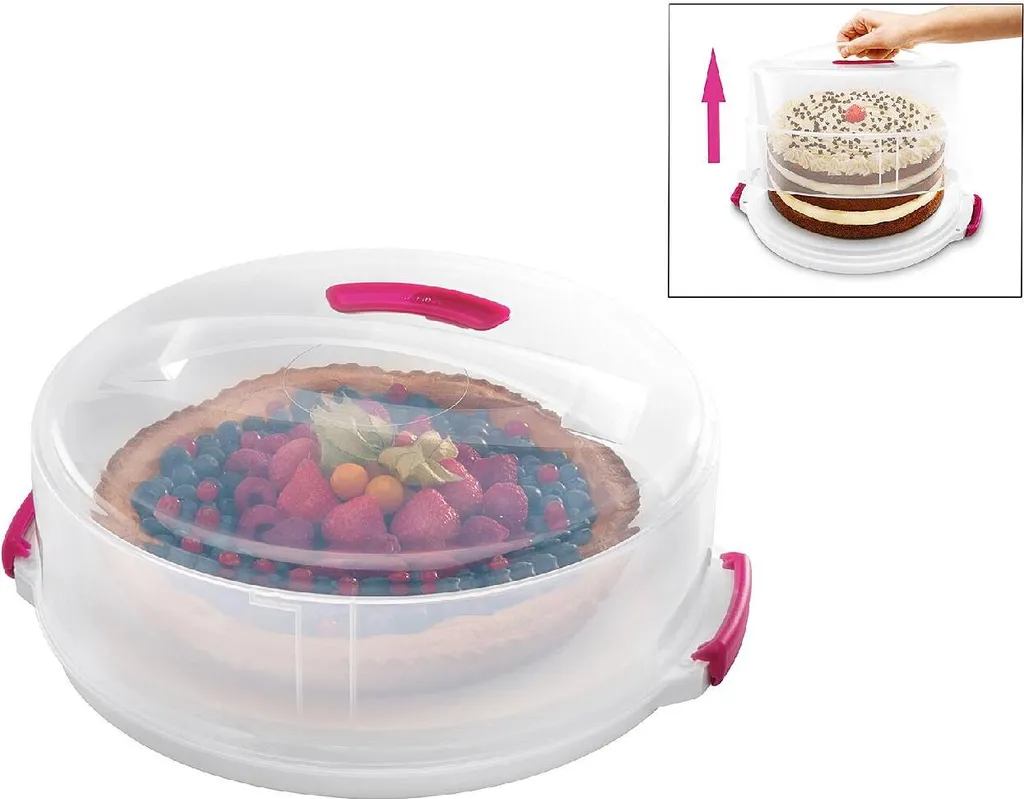 Metaltex Tortenbehälter ø36cm Höhenvers, Transparent/rot/weiß 7 Metaltex Tortenbehälter ø36cm Höhenvers, Transparent/rot/weiß – Bild 5