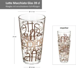 6er Latte Macchiato Gläser-Set 370 Ml Stapelbar Kaffee-Glas Cappuccino -Küchenwaren Geschäft cb7efb313cddaeb352237cbc94ae2d53