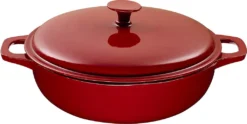 ø30cm KING® Eisengusstopf / Eisengrussbräter / Farbe: Dunkel-Rot / Ca. 9cm Hoch -Küchenwaren Geschäft cd0e38002b7d3ff2b14d6d7b279fa74e
