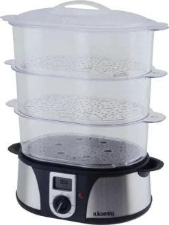 H.Koenig Elektro-Dampfgarer Ohne BPA 12 Liter, 3 Herausnehmbare Behälter, 1000 W, Timer Bis Zu 60 Minuten VAP12, Kunststoff, Metall, Single 16 H.Koenig Elektro-Dampfgarer Ohne BPA 12 Liter, 3 Herausnehmbare Behälter, 1000 W, Timer Bis Zu 60 Minuten VAP12, Kunststoff, Metall, Single -Küchenwaren Geschäft ce97525da7672e65c2960930f636a27e