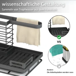 Küchenregale Mit Abtropfschale Edelstahl Schwarz Premium Design, 25 X 15 X 17 Cm Utensilienhalter Küche Mit Weizenstroh&Abtropfbehälter&Schwammhalter -Küchenwaren Geschäft d3fc981dc95b15a03d65a16f499f7ce7
