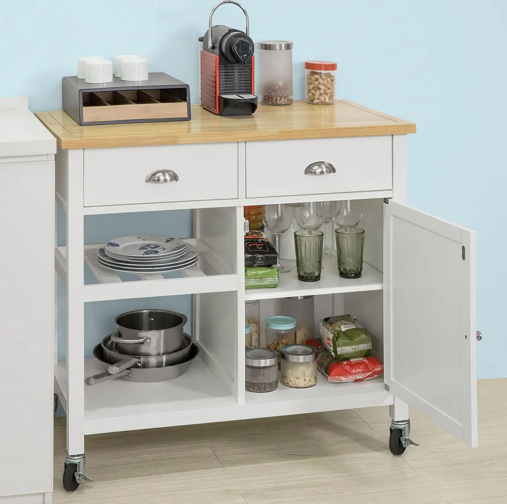 SoBuy Küchenwagen Mit Ablagen Und Schubladen Küchenschrank Rollwagen,FKW62-WN 6 SoBuy Küchenwagen Mit Ablagen Und Schubladen Küchenschrank Rollwagen,FKW62-WN – Bild 4